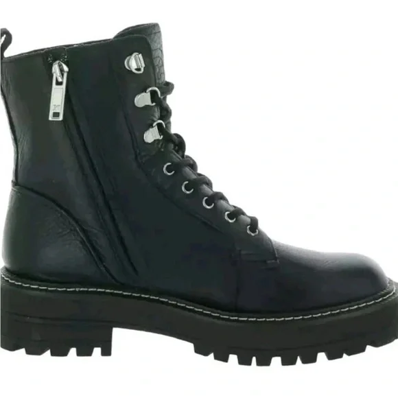 Sam Edelman / Women's Lue  Lugged Sole Black Leather Combat Boots Size 8 - Picture 2 of 10